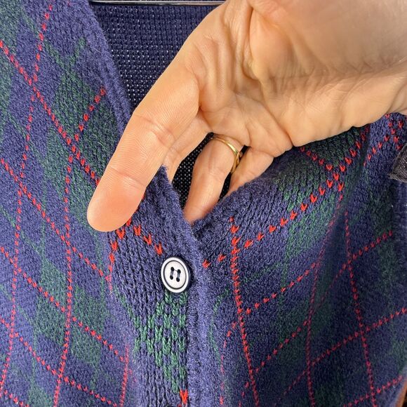 Vintage Knitted Grandma Grandpa Argyle Sweater Vest | Karen Scott - Picture 4 of 6